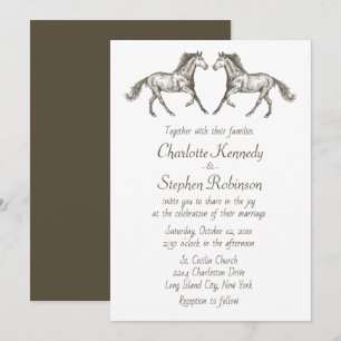 Country Horse Brown White Western Hochzeit Einladung