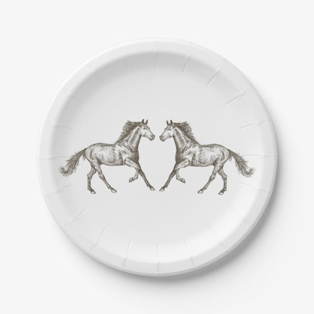 Country Horse Wedge Western Rustikales Brautparty Pappteller (Vorderseite)
