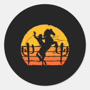 Country Horseck Rider Western Reiten Retro C Runder Aufkleber