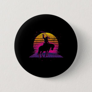 Country Horseck Riding Western Retro Vaporwave Kuh Button
