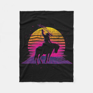 Country Horseck Riding Western Retro Vaporwave Kuh Fleecedecke