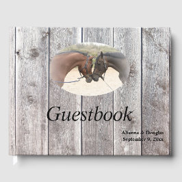 Country Horses Grau Barnboard Gästebuch