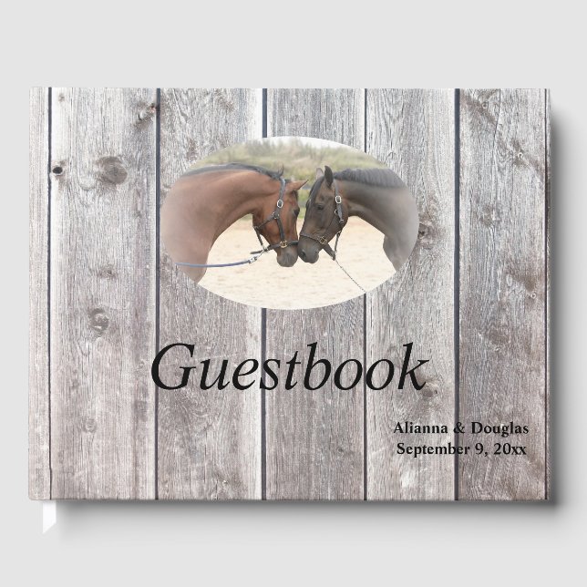 Country Horses Grau Barnboard Gästebuch (Vorderseite)