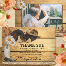 Country Horses Rustic Wedding Foto Danke Karte