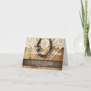 Country Horseshoe Lace Wedding Dankeschön Karte