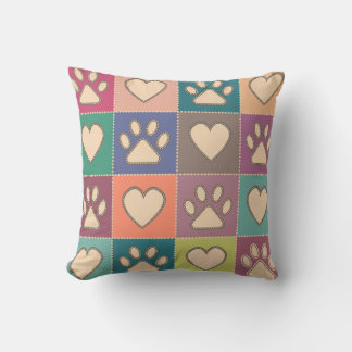 Country Hütte Paw Prints and Hearts Muster Kissen