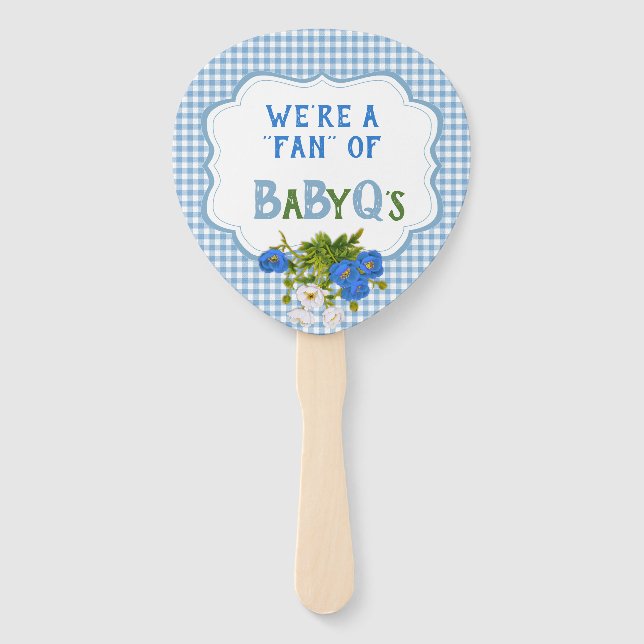 Country Karo Blue Gingham Blume BabyQ GRILLEN Fächer (Vorderseite)