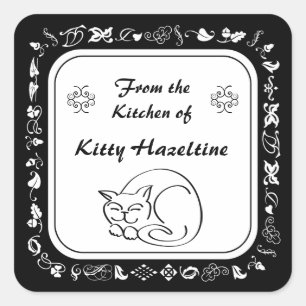 Country Kitchen Schlafkatzen Canning Labels Quadratischer Aufkleber