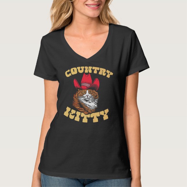 Country Kitty Country Cowgirl Cat Western Vibe T-Shirt (Vorderseite)