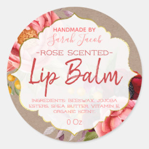 Country Kraft Floral Lip Balp Label Runder Aufkleber