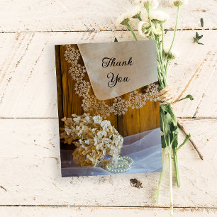 Country Lace and Blume Barn Wedding Vielen Dank Postkarte