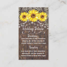 Country Lace and Sunflowers Wedding Details Card Begleitkarte