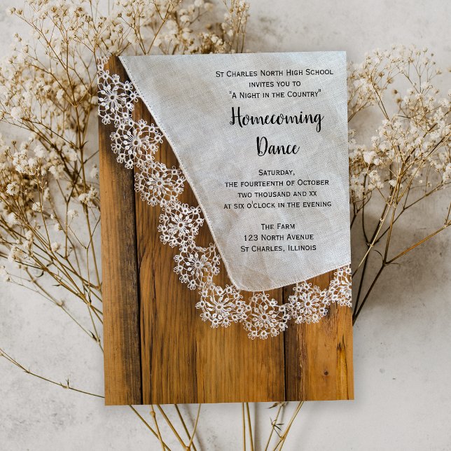 Country Lace Barn Party Homecoming Tanz Einladung (Von Creator hochgeladen)
