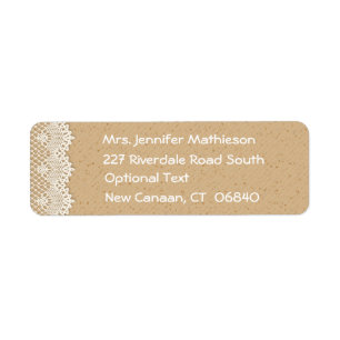 Country Lace Brown & White Rustikale Rücksendeadre