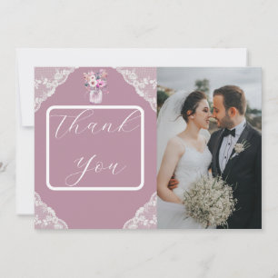 Country Lace Mason Jar Pink Dankeskarte