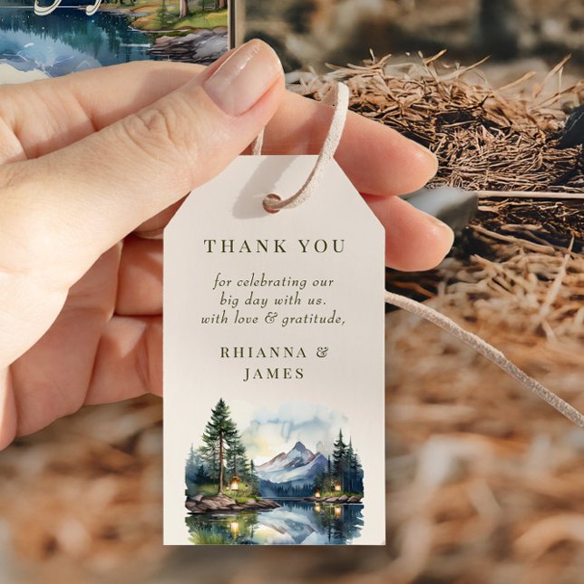 Country Lake Woodsy Waterfront Gefallen Geschenkanhänger (Favor Tag from the Country Lake wedding collection by Darling & May)