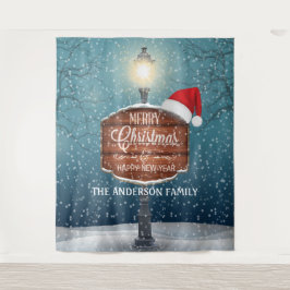 Country Lampe nach Nachtlicht Weihnachtsschnee Wandteppich