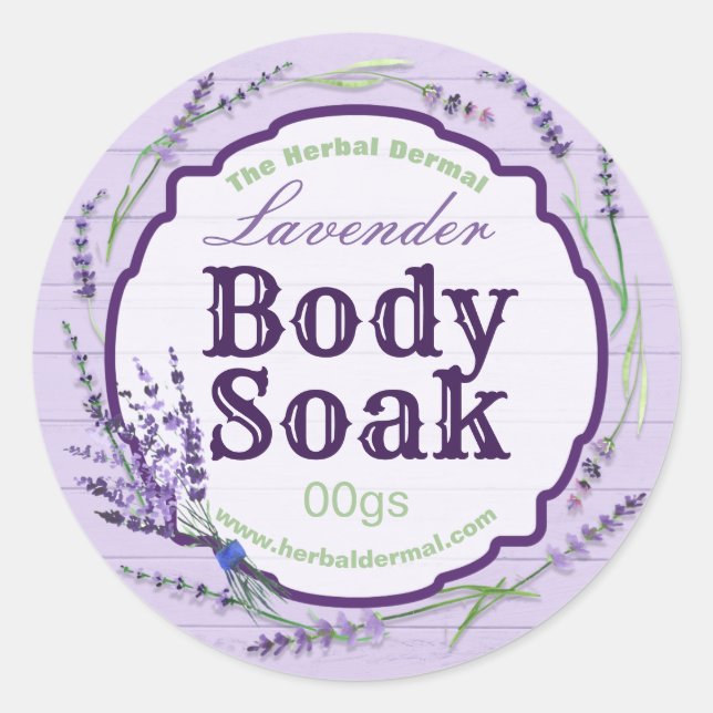 Country Lavendel Blume Body Soak Labels Runder Aufkleber (Vorderseite)