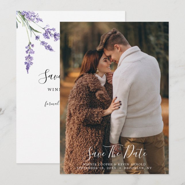 Country Lavendel Save the Date Einladung (Vorne/Hinten)