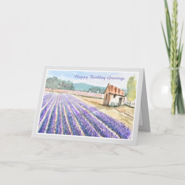 Country Lavender Field Happy Birthday Card Karte (Vorderseite)