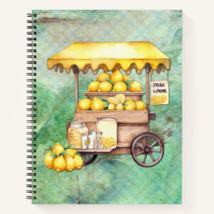 Country Lemon Cart Watercolor Notizbuch