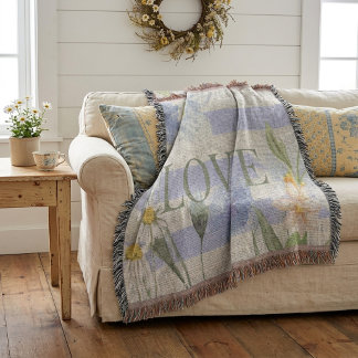 Country Liebe Floral Blue Gingham and Daisies Decke
