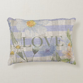 Country Liebe Floral Blue Gingham and Daisies Dekokissen
