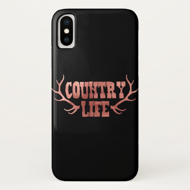 Country Life Antlers Peach Rose Gold Glam Case-Mate iPhone Hülle (Rückseite)