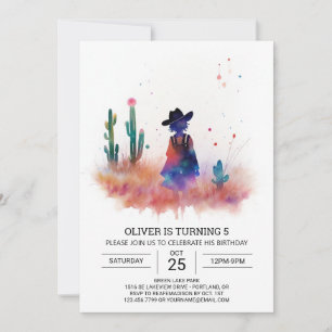 Country Life Aquarell Cowboy Geburtstag Einladung