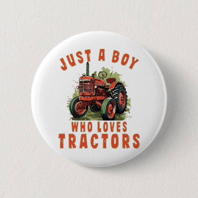Country Life Boy, der Traktoren Liebe Button (Vorderseite)