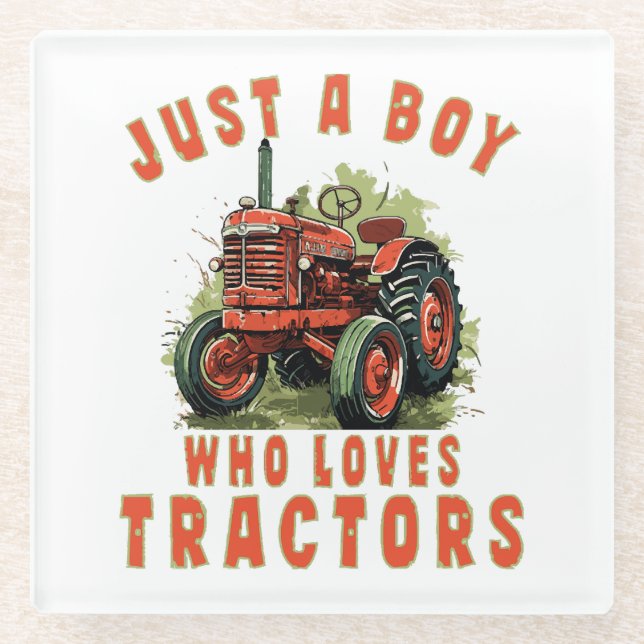 Country Life Boy, der Traktoren Liebe Glasuntersetzer (Vorderseite)