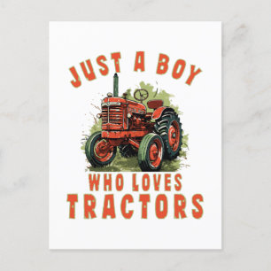 Country Life Boy, der Traktoren Liebe Postkarte