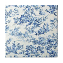 Country Life Keramik Tile mit blauweißem Design