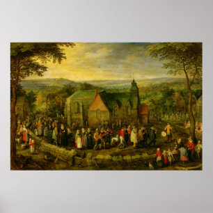 Country Life with a Wedding Scene Poster