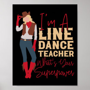 Country Line Dance Dancer Hs0 Uni-Erwachsene White Poster
