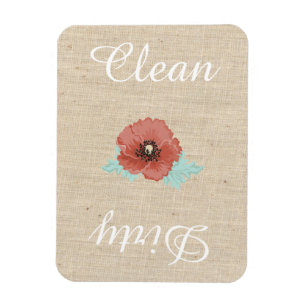 Country Linen Red Peonies Dishwasher Magnet