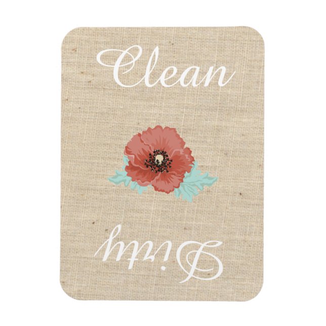 Country Linen Red Peonies Dishwasher Magnet (Vertikal)
