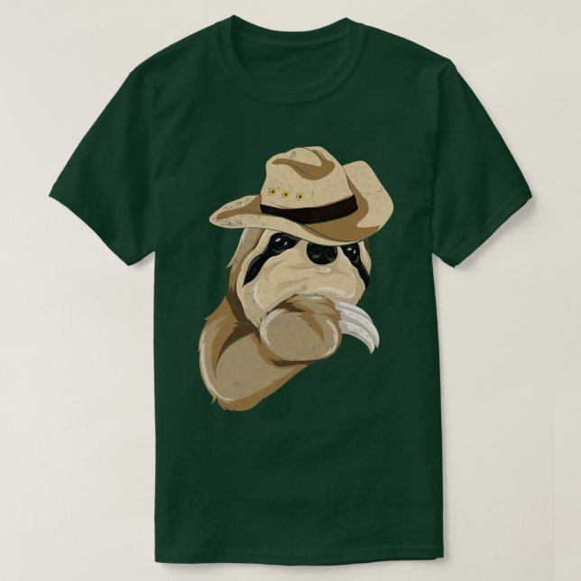 Country Lover Cowboy Hat Lazy Animal Sloth T-Shirt (Design vorne)