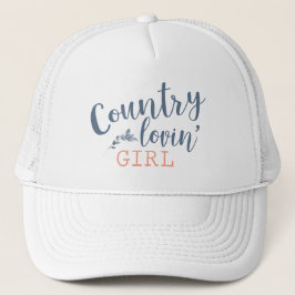 Country Lovin'Blue and Peach Country Girl Truckerkappe