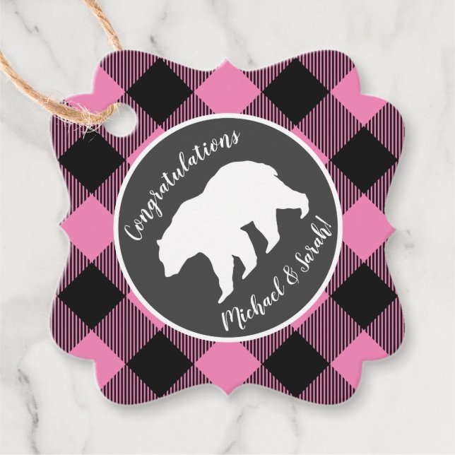 Country Mama Bear Baby Shower Girl Pink Geschenkanhänger (Vorderseite)