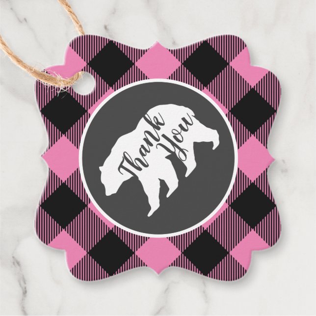 Country Mama Bear Baby Shower Girl Pink Geschenkanhänger (Vorderseite)