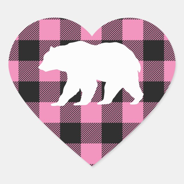 Country Mama Bear Baby Shower Girl Pink Herz-Aufkleber (Vorderseite)