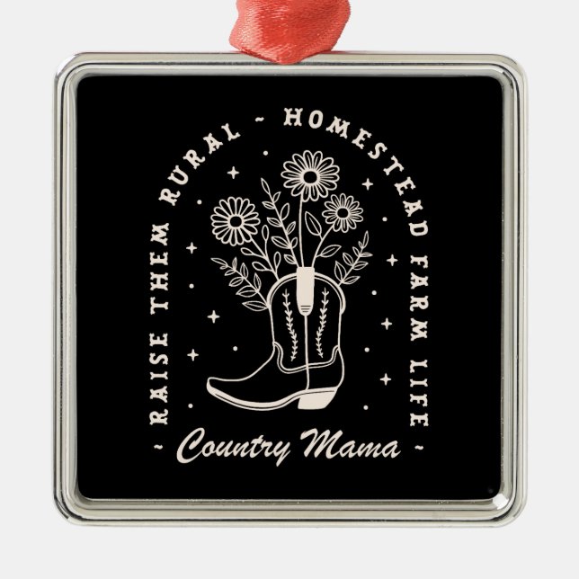 Country Mama Cowgirl Western zitiert schwarz Ornament Aus Metall (Vorne)