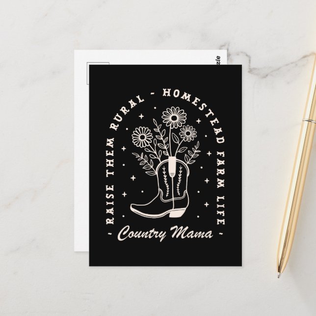 Country Mama erzieht ländliche lustige Postkarte (Vorderseite/Rückseite Beispiel)