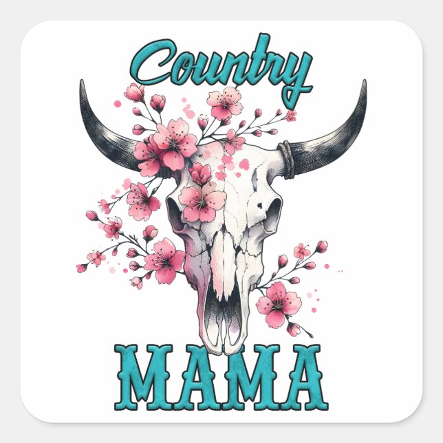 Country Mama Quadratischer Aufkleber (Vorderseite)