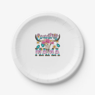 Country Mama Retro Groovy Kuh Skull Country Rodeo Pappteller