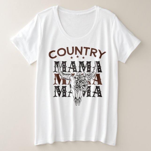 Country Mama Western Mama Große Größe T-Shirt (Design vorne)