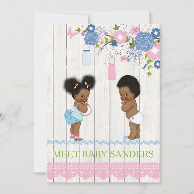 Country Mason Jar Baby Reveitation Einladung (Vorderseite)