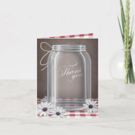 Country Mason Jar Daisy Red Gingham Dankeschön Kar Dankeskarte