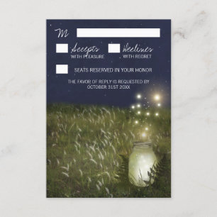 Country Mason Jar + Firefly Wedding RSVP Cards